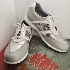 Sandbaggers Womens Golf Shoes Diamond Size 8 White Metallic Silver